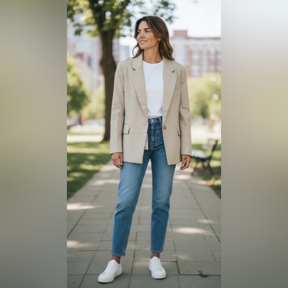 WE-AR4 Model Off Duty Minimalist Tailored Utility Blazer Size Medium NWT - Picture 5 of 6